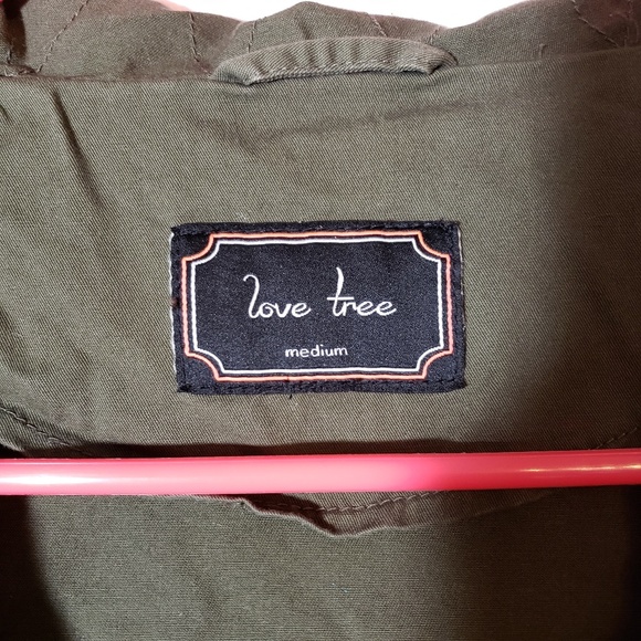 100% Cotton! Love Tree army green utility jacket - Picture 4 of 6